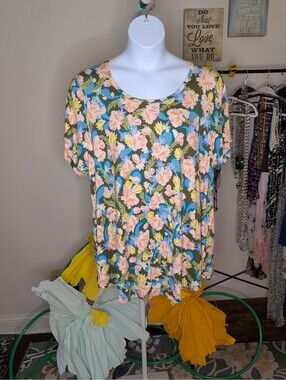 1972 - JM Collection Women's Floral Print Short Sleeve Top 3X